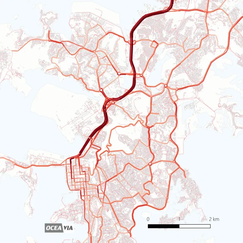 Modelisation statique du trafic de Noumea (réalisé avec Q-Traf)